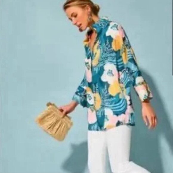 TUCKERNUCK Riviera Floral Willow Blouse Top‎ Collared
3/4 Sleeve Size XS - Picture 3 of 12